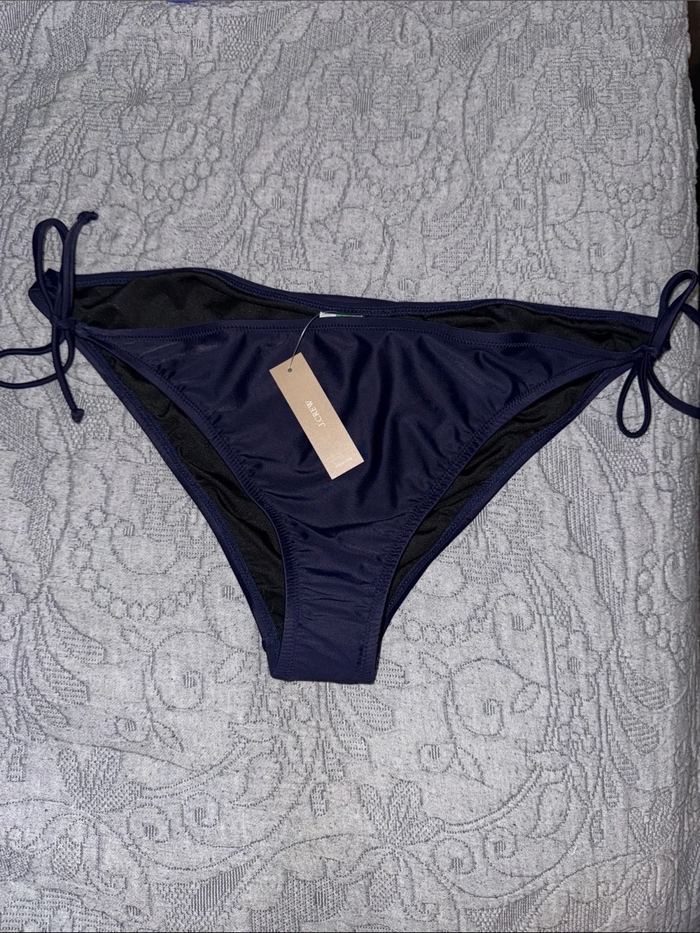NWT J. Crew Heritage Hipster Navy Blue Tie-Side Swim Bottom Bikini 2X
